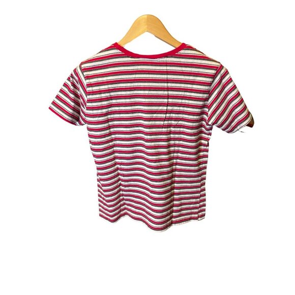 St. John's Bay Red Striped Crew Neck Short Sleeved Top Sz M - Picture 2 of 7